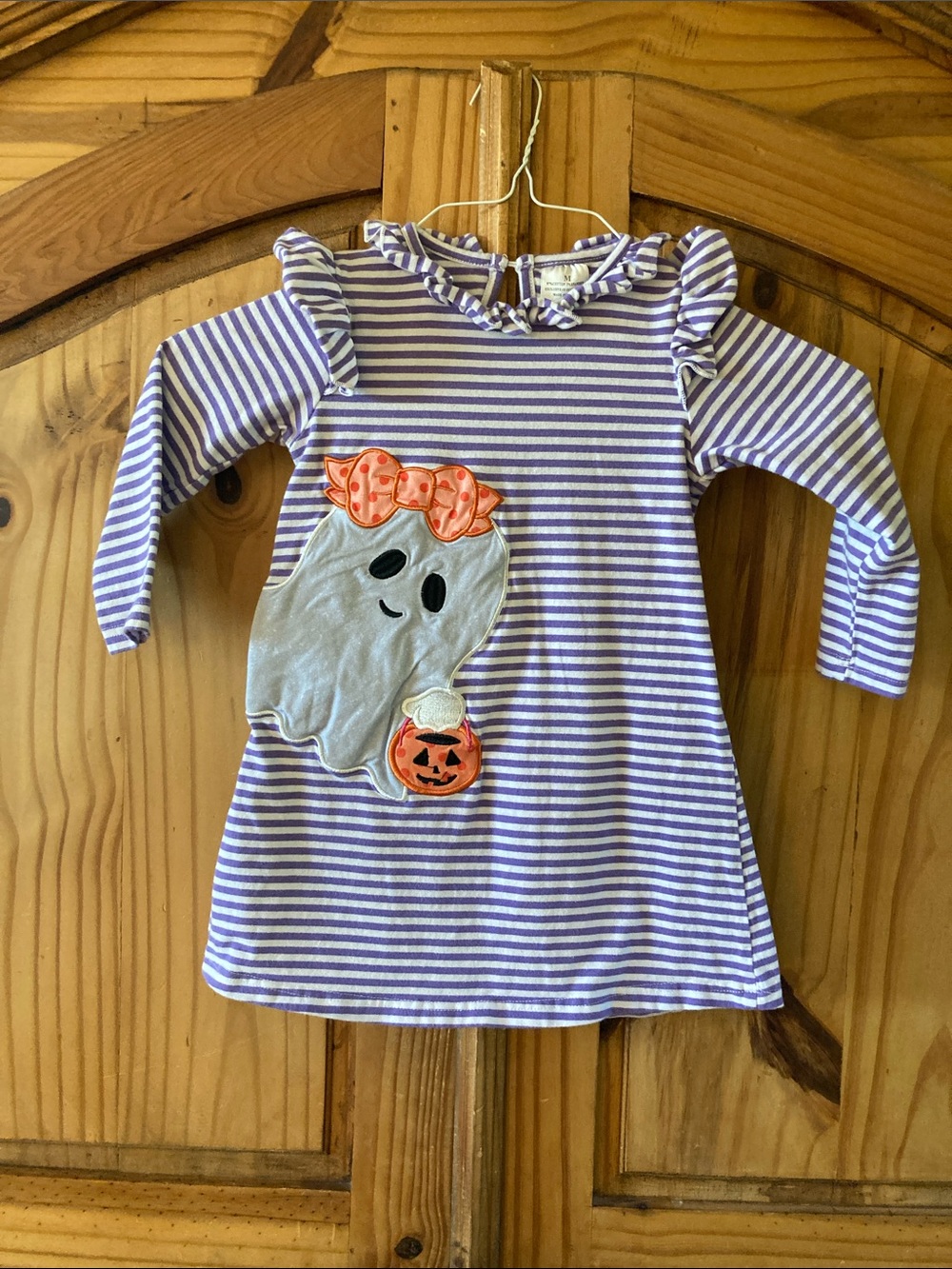 Girls purple striped ghost trick treat Halloween dress size 2/3